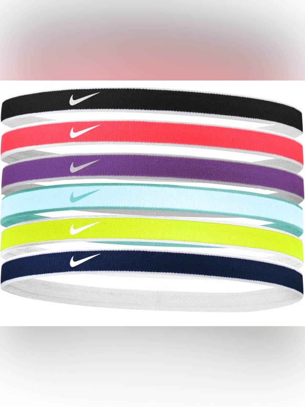 Nike Slim Sport Headband Set - Black, Coral, Purple, Aqua, Neon Yellow, Navy